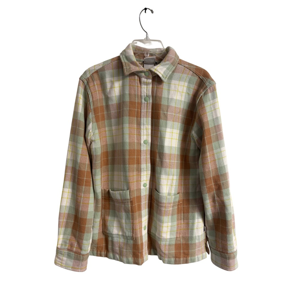 The North Face Womens Valley Twill Utility Shacket Plaid Brown Green Gorpcore S